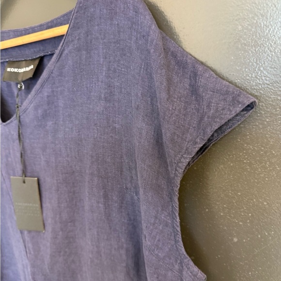 Kokomarina XXL linen Asymmetrical Dress in dark blue palette. - Picture 11 of 11